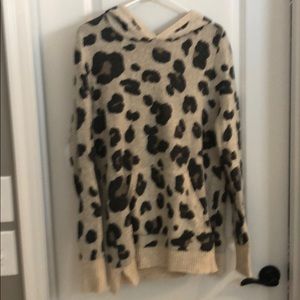 LOFT hooded leopard print sweater